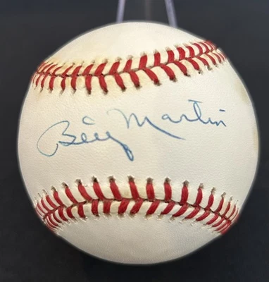 Billy Martin Yankees Signed Official American League Brown Baseball PSA/DNA LOA - Image 1 of 4