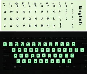 2 Stück Packung Universal Englisch Tastatur Aufkleber Glow in the Dark, Tastatur Buchstaben - Bild 1 von 12