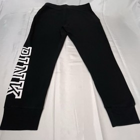 Victoria Secret Pink Women L Black Jogger Sweatpants Everyday Skinny Lounge Cozy