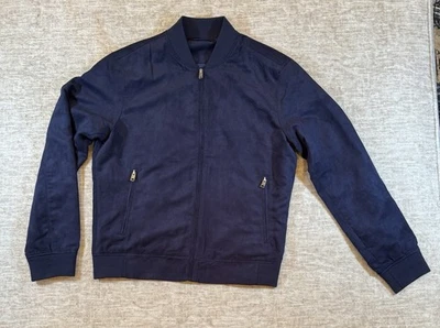 Mango MNG Men’s Suede-effect Lightweight Jacket Navy Blue Size Medium - Image 1 of 4