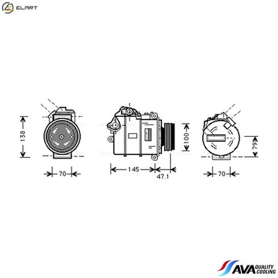 COMPRESSOR AIR CONDITIONING BWAK306 FOR BMW 5/E60/E61/7/E66/E67 M57D25 2.5L 6cyl - Image 1 of 4
