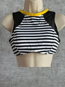 M (12) Piha by Moontide Bikini Top Náutico Rayas Malla Cuello Alto Prendas para el torso Trajes de Baño - Imagen 1 de 3