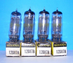 12BH7A NOS Sylvania radio audio amplifier vacuum tubes 4 valves tested 12BH7 - Picture 1 of 3