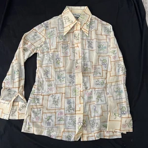 Vintage Women’s Shirt Foundry Floral Collared Long Sleeve Size M - Picture 1 of 11