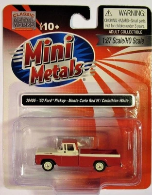 Classic Metal Works 30406 HO Mini Metals Mote Carlo Red '60 Ford Pickup Truck - Image 1 of 2