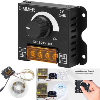 12V 24V 30A LED Dimmer PWM Dimming Controller For LED Lights or LED Strip Lights - Image 1 of 4
