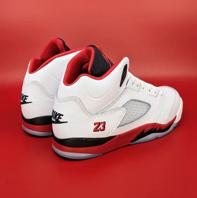 Air Jordan 5 Fire Red Black Tongue Pre School Shoes Size 2Y Nike HQ7979-101 - Image 1 of 4