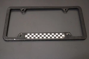 Mini Cooper License Plate Frame BLACK CHECKERED FRONT REAR R50 R56 R57 R58 R60 - Picture 1 of 4