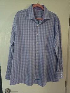 Mens English Laundry Long Sleeve Purple Plaid Button Up Shirt Size 17 1/2 34-35 - Picture 1 of 4