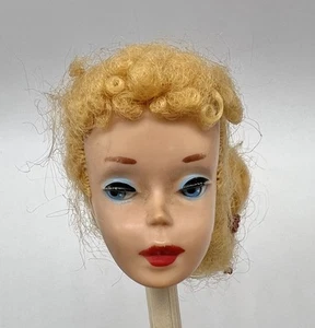 Vintage 1960 Ponytail Barbie #4 - Head Only - Blue Eyeliner / Eye Shadow / Eyes - Picture 1 of 12