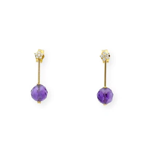 Pendientes Diamantes Y Amatistas en Oro 18 kt Complementos de Mujer - Imagen 1 de 10