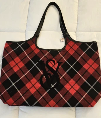 Victoria's Secret Bolso de Mano a Cuadros Rojo y Negro Bolso de Viaje para Pasar la Noche Doble Correa Foto 1 de 4