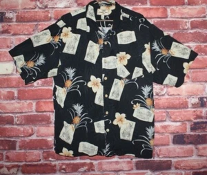 Jamaica Jaxx Men's Shirt Hawaiian Tropical Size Lg Black Short Sleeves Silk  - Picture 1 of 4