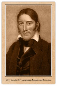 DAVY CROCKETT Frontier Legend Soldat & Politiker Vintage Bild Kabinett Karte RP - Bild 1 von 1