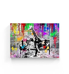 Quadro su tela Topolino graffiti colorato decorazione quadro da parete pop art poster - Foto 1 di 9