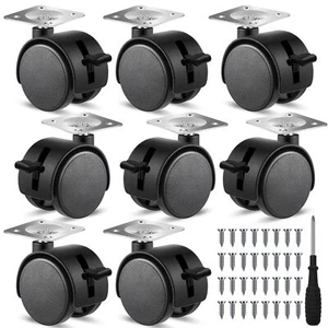 8 Pcs 1.5 Inch Furniture Casters with Brake Swivel Replacement Wheels Small N... - Picture 1 of 6