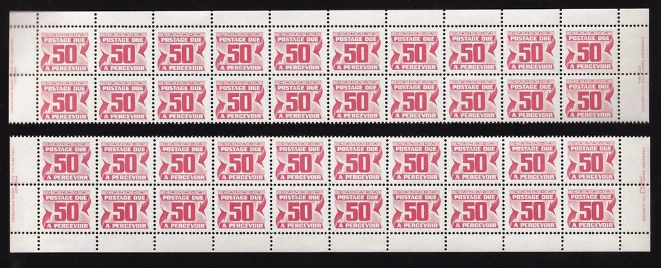 Canada 1977 Postage Due 50¢, MNH PB set 40 stamps, end imprint, sc#J40 - Image 1 of 1