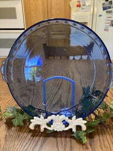 Vintage PYREX Cobalt Blue Glass Fluted Pie Pan #229 Crimped Deep Dish Plate 9.5" - Picture 1 of 8
