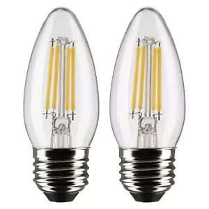 2 Pack Satco S21707 LED Filament 5.5W 20V B11 Medium E26 Base 2700K Warm White - Picture 1 of 5