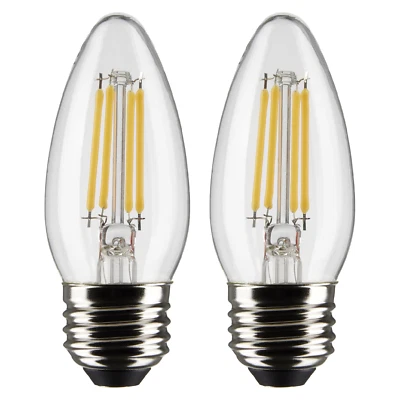 2 Pack Satco S21707 LED Filament 5.5W 20V B11 Medium E26 Base 2700K Warm White - Image 1 of 4
