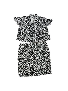 Conjunto de falda camisa Lane Bryant talla grande 22 negro blanco cheeta elástico ojo de cerradura - Imagen 1 de 11