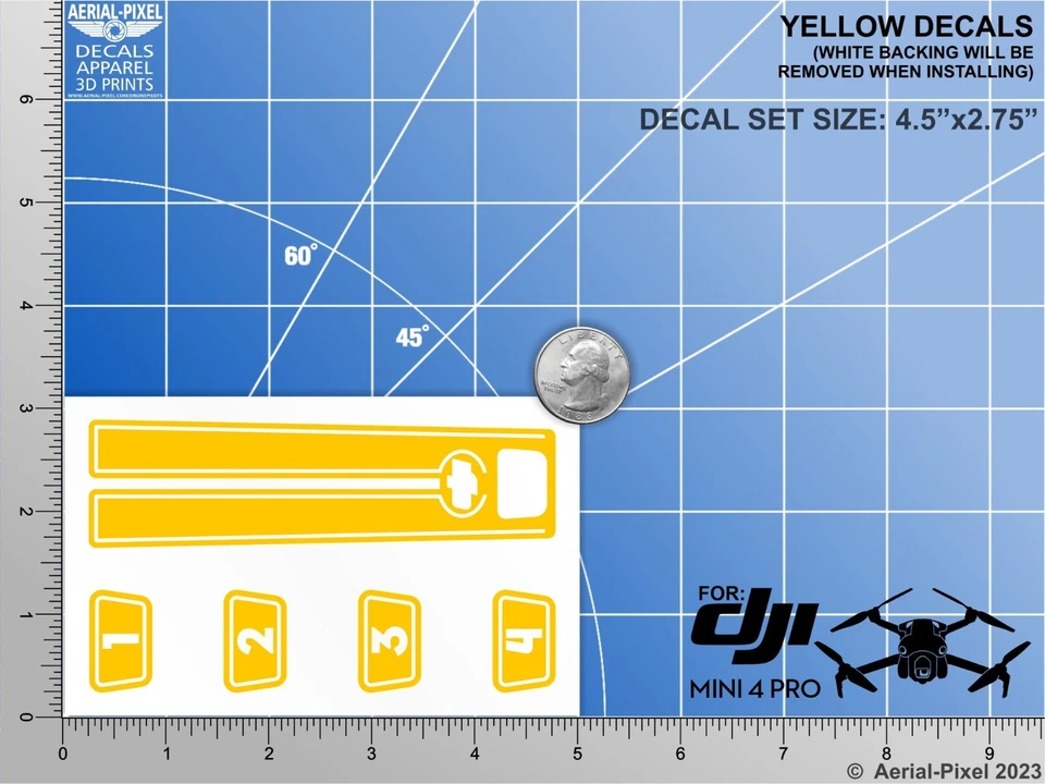 DJI Mini 4 Pro Racing Stripes With Battery Decals Number #1-4 Sticker Skin - Image 1 of 3