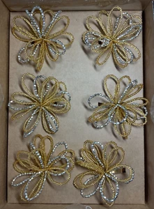 Anello tovagliolo con perline Rachel Zoe S (6) ORO ARGENTO NUOVO CON SCATOLA - Foto 1 di 2