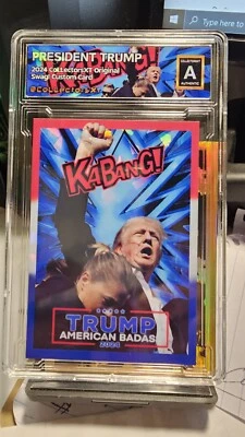President Donald J. Trump Kaboom Red White Blue Aromic Refractor ACEO - Image 1 of 2