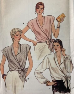 Vogue 8953 Shawl Collar Side Bow Wrap Blouse Pattern Size 16 Uncut FF - Picture 1 of 4