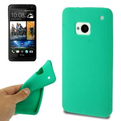Schutzhülle Silikon Bumper Pumper Schale Rahmen Case für Handy HTC One M7 grün - Bild 1 von 4