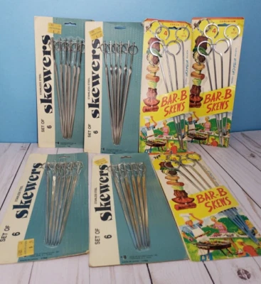 Винтажный M.E. Heuck Co 4 Хромированный Bar-B-Skews США Япония - Смешанный Лот 7 - Изображение 1 из 4