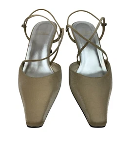Stuart Weitzman Mujer Talla 7 1/2 Brillante Punta Dorado Beige Champagne Tacones - Imagen 1 de 14
