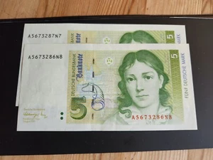 2x5,-DM mit fortlaufendernr. Bankfrisch - Bild 1 von 2