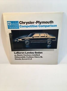 1992 Chrysler Plymouth Competitive Comparison Laserdisc LeBaron vs Century Ciera - Picture 1 of 2