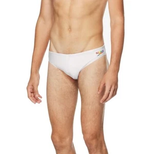 Speedo, Endurance, Pride Graphic, Solid Brief, Bright White. Size: Mens 28" - Picture 1 of 2