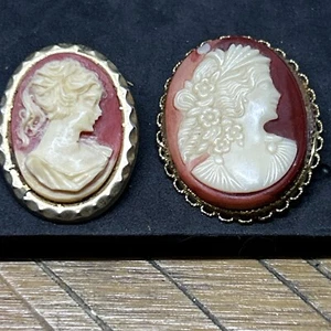 Pair Of Vintage 1960s Cameo Brooches - Picture 1 of 5