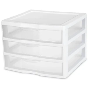 Sterilite Wide 3 Drawer Unit Plastic, White - Picture 1 of 4