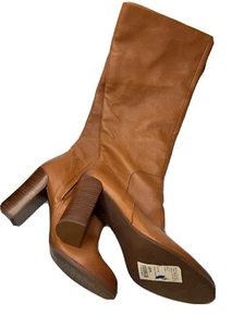 Kenneth Cole New York Justin camel knee-high leather boots size 9 Read! - Picture 1 of 11