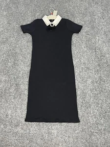 River Island Sweater Dress Girls 11-12 Years Black Knit Bow Stretch N295 - Picture 1 of 7