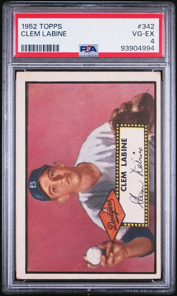 1952 Topps MLB High Series Clem Labine #342 Baseball Brooklyn Dodgers PSA 4 - Image 1 of 2