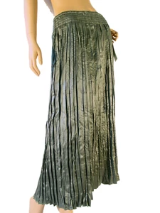 Kenar $ 109 moosgrün permanent plissiert Satin langer Besenstiel Rock 10-Neu mit Etikett - Bild 1 von 8