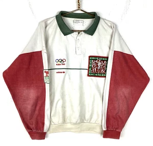 Felpa vintage Adidas Roma Olimpiadi 1960 taglia grande bianca anni 80 Henley - Foto 1 di 5