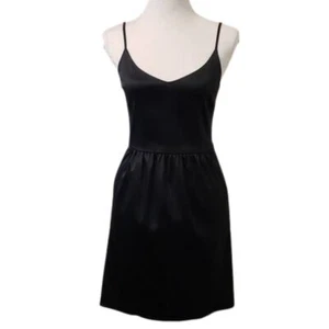 L'Agence Slip Dress LBD Size 2 Black Satin Pockets Adjustable Straps NEW - Picture 1 of 8