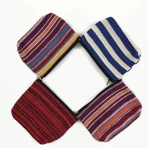 Hermoso conjunto de 4 bolsas de tarjetas/monedas bohemias hechas a mano hechas a rayas - Imagen 1 de 1