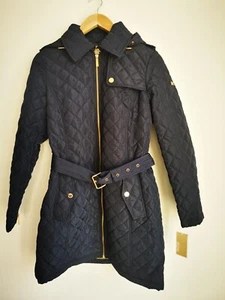Michael Kors Lady Hooded Puffy Jacket 142474 True Navy Size M - New - Picture 1 of 11