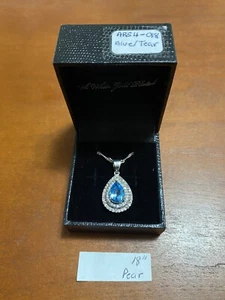 Gold Coast Schmuck: Birnenform - blaue saphirfarbene Steine, plattierter Anhänger - Bild 1 von 2