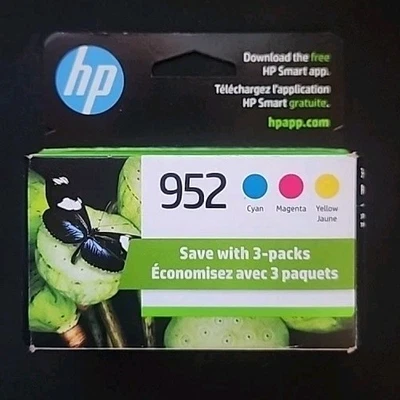 Cartuchos de tinta HP 952 cian, magenta, amarillo (paquete de 3) funciona con serie de impresoras Foto 1 de 3
