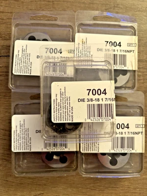 Irwin Hanson 3/8-18  NPT Taper Pipe Die 1-7/16 HEX Qty. 5 USA NEW #63 - Image 1 of 3