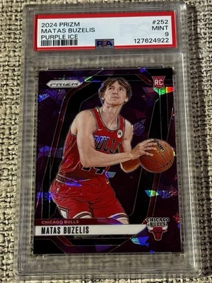 2024-25 Panini Prizm - Matas Buzelis - Rookie - Purple Ice - 64/149 - PSA 9! - Image 1 of 2