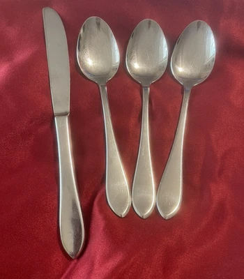 Retroneu Stainless ROSEANNE  Soup Table Spoons & dinner knife Lot Set of 4 - Image 1 of 4